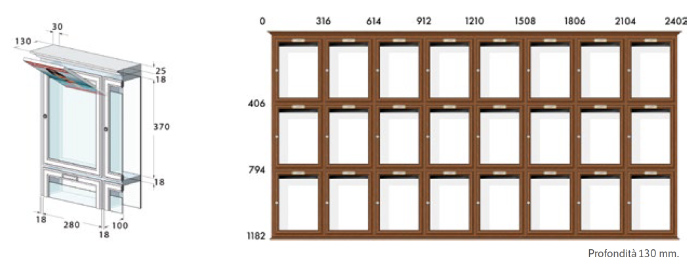 casellario postale in legno misure