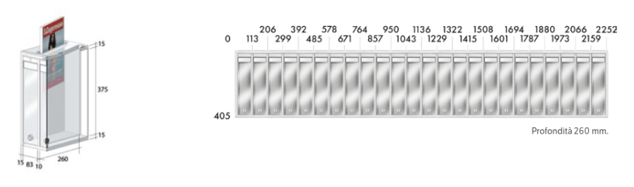 Misure ingombro cassette postali classiche verticali