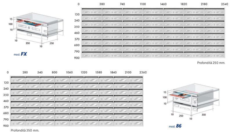 Misure ingombro e finiture cassette postali condominiali