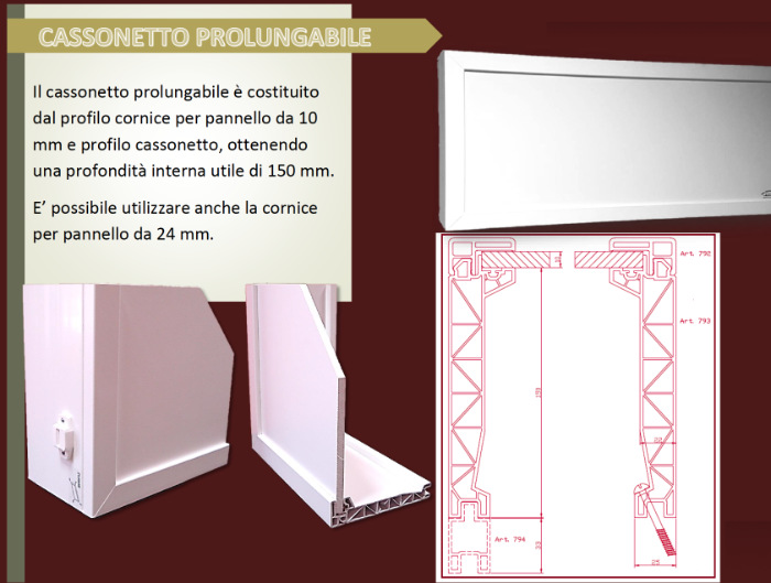 cassonetto pvc prolungabile