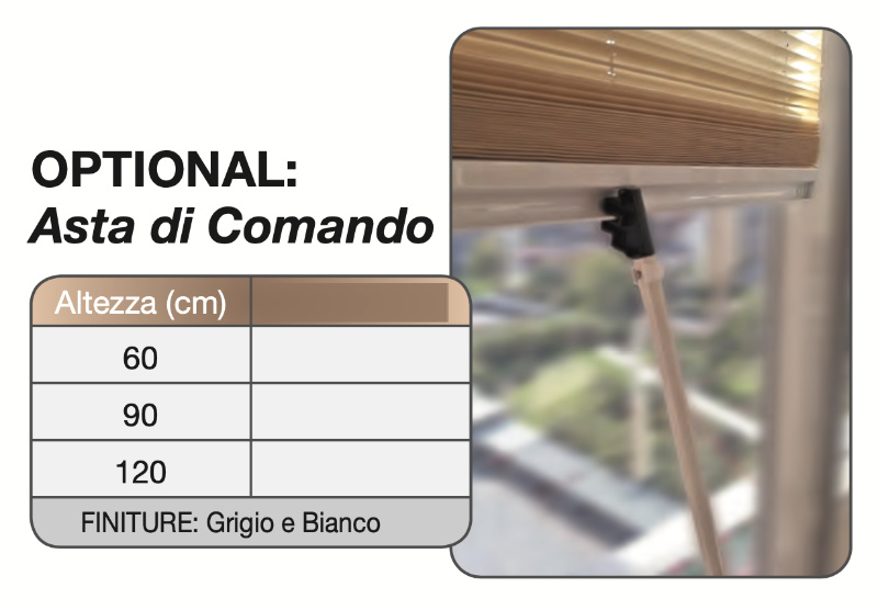 Optional astina di comando su richiesta - comando tenda a vetro