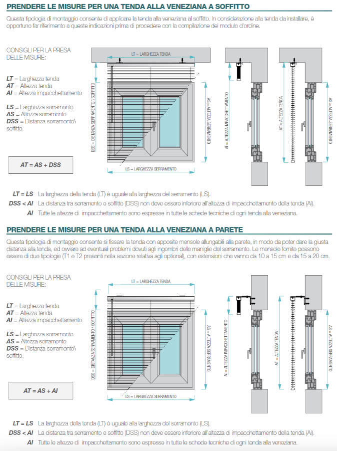 Come prendere le misure per una tenda veneziana a soffitto o a parete?