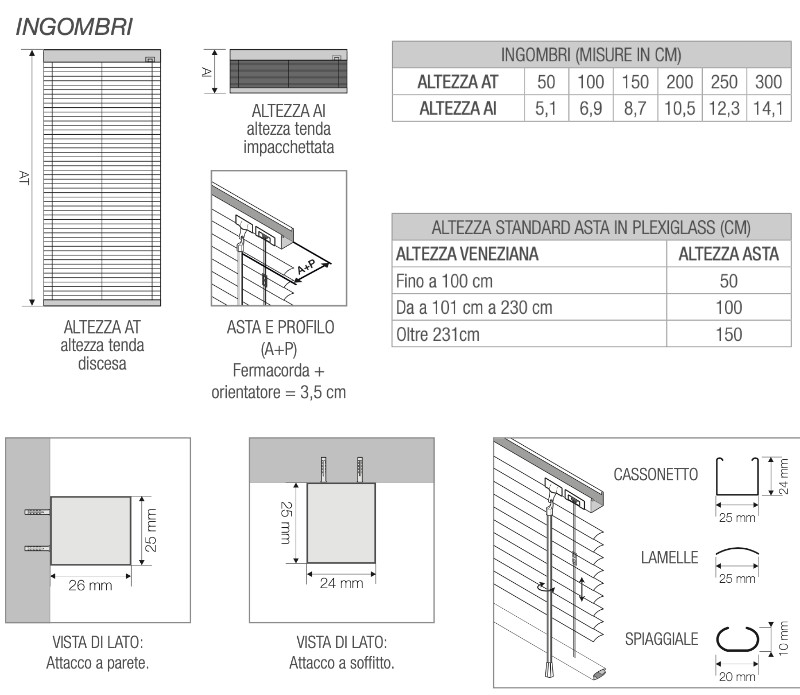 Veneciana Aluminio 25 mm - Made in Italy - Centanni