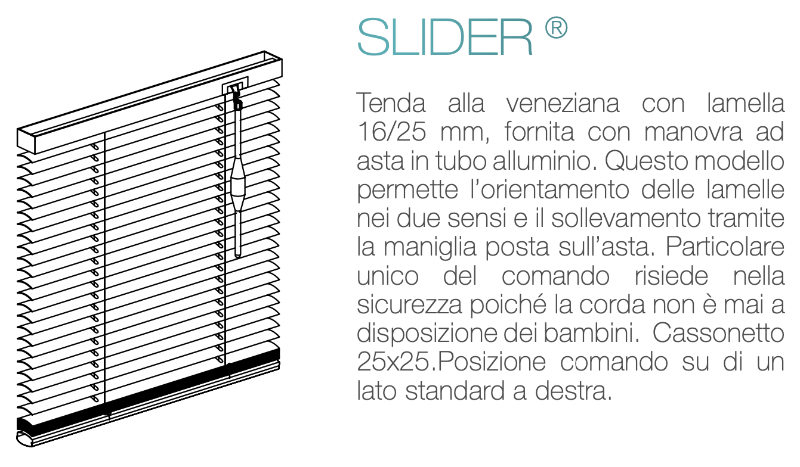 Made to Measure Venetian Blind - with Slider Control - 25mm Aluminum Slats