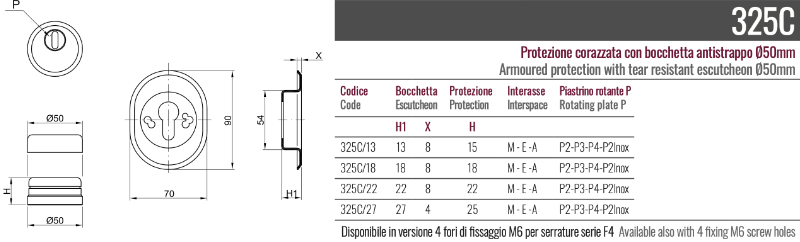 Protezione Corazzata - con Bocchetta Antistrappo Ø50mm - Cipierre 325C