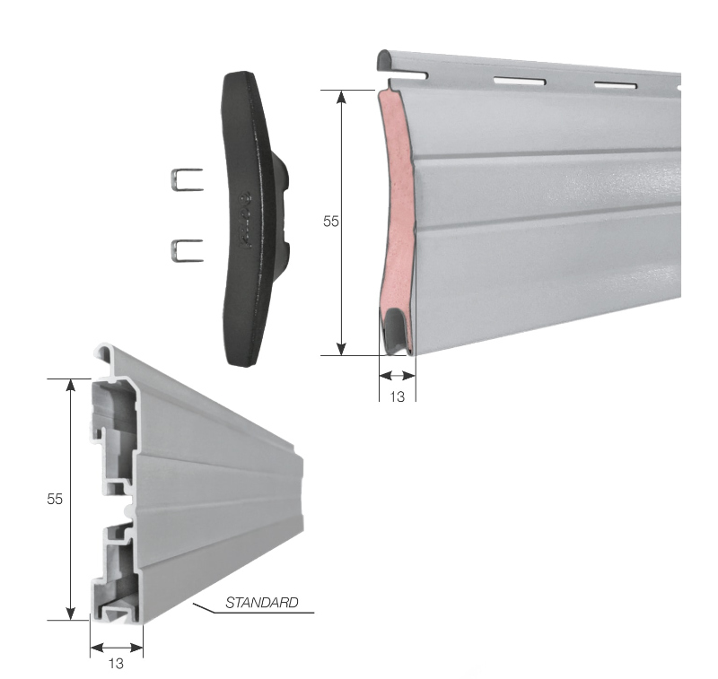 Croci Rollladen aus Aluminium mittlere Dichte AR-32 Lamelle 13 x 55 mm