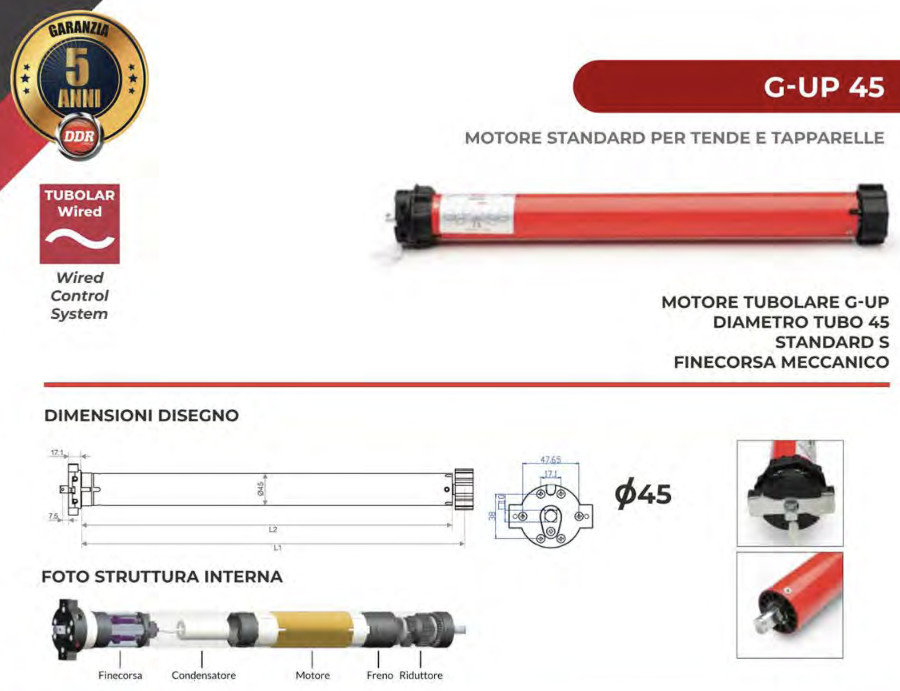 motore per tapparelle e tende ddr g-up 45