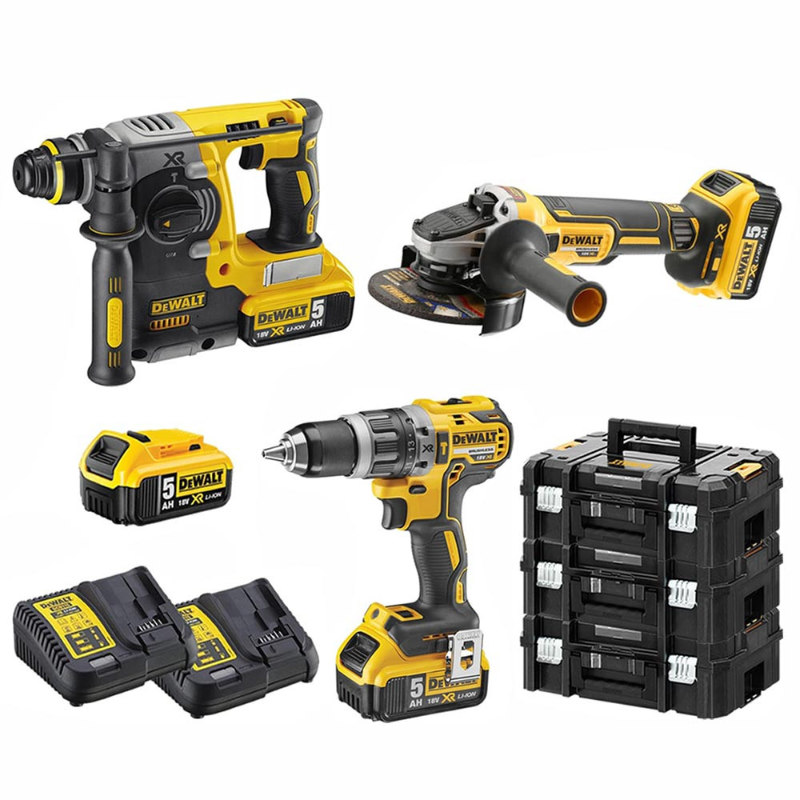 Kit DeWalt DCK353P4T-IT - Trapano DCD796 - Tassellatore DCH273 - Smerigliatrice DCG405