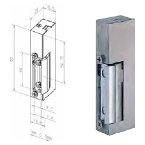 119 KL Electric Strike Door with Adjustable Latch with Plate Short Flat effeff