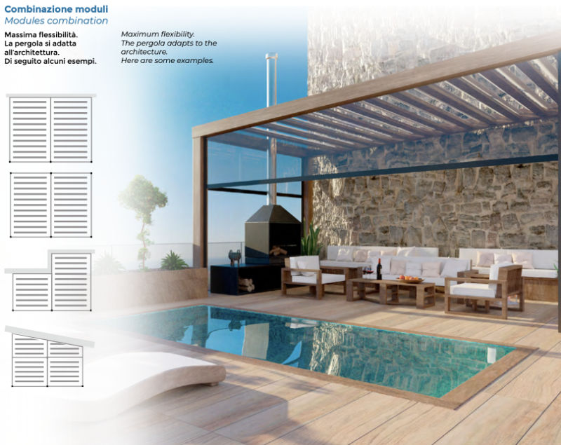 Tipologie di installazioni pergola bioclimatica Velia Effezeta System