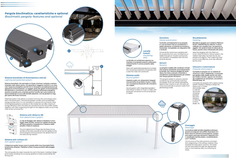 Pergola bioclimatica Velia Effezeta System: caratteristiche tecniche e optional