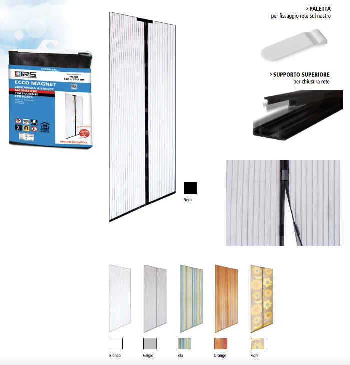 Tenda Zanzariera Magnetica Riducibile per Porta Ecco Magnet 140X250