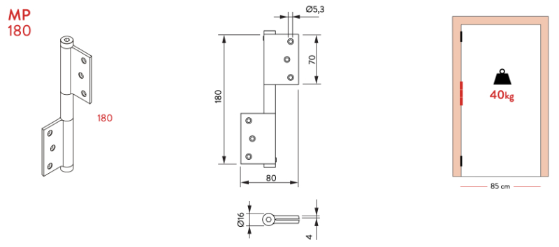 Perno a Molla Justor MP 180 - Ideale per Chiusura Automatica