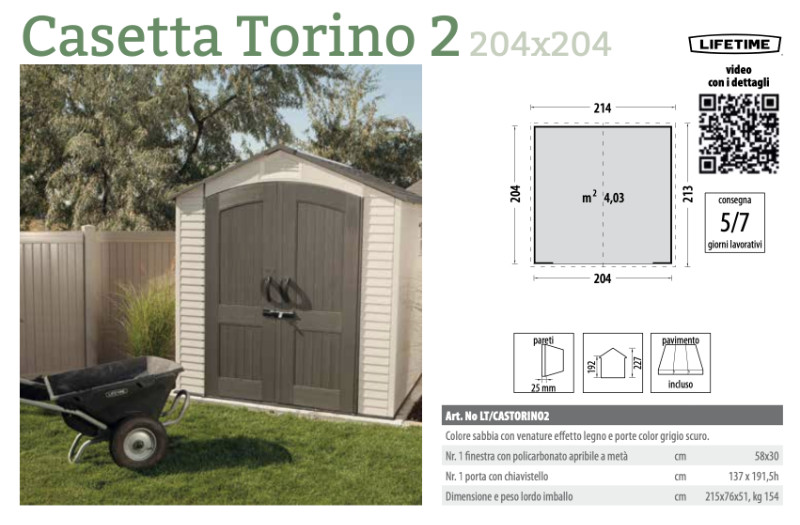 Casetta Lifetime Torino 2 - 204x204 cm