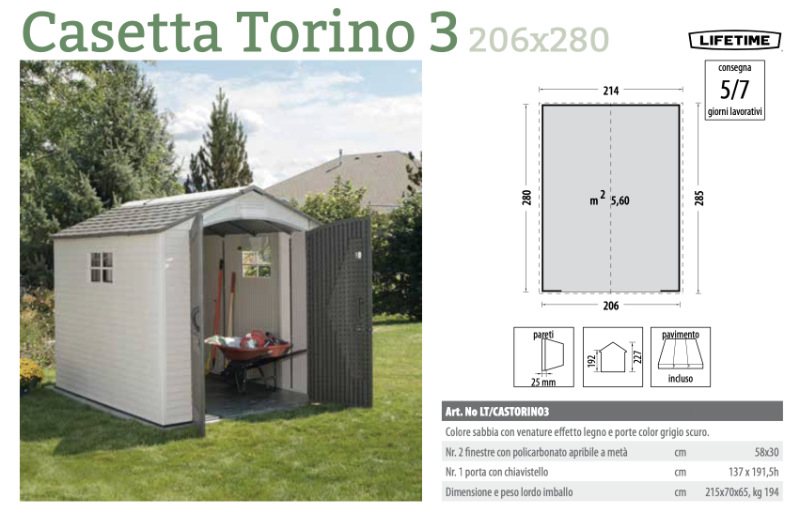 Casetta Lifetime Torino 3 - 206x280 cm