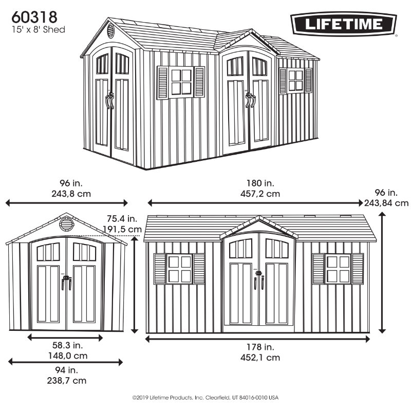 casetta misure Lifetime Utah