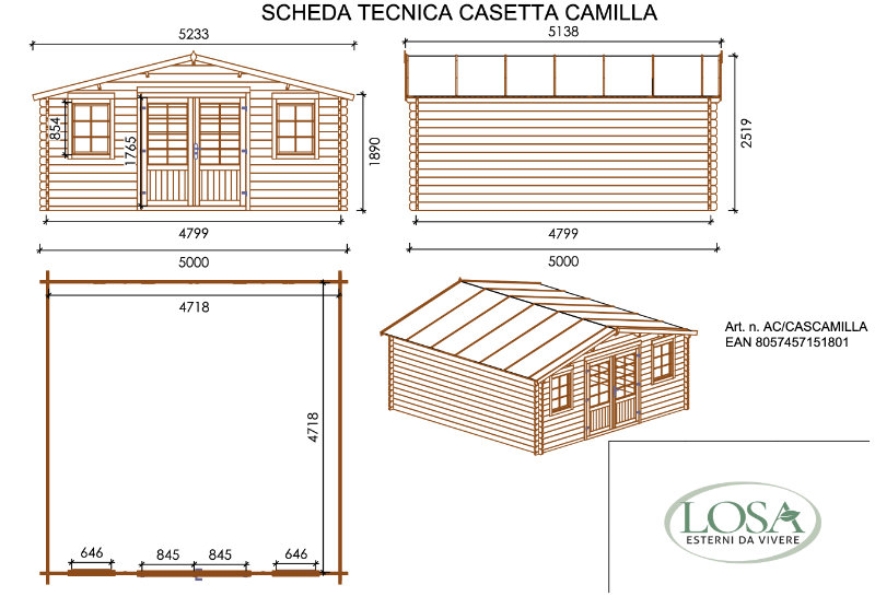 casetta camilla losa scheda tecnica