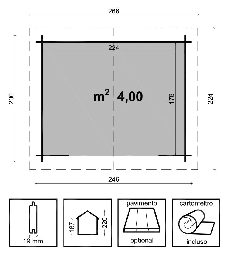 Disegno tecnico casetta in legno da esterno Sara Losa