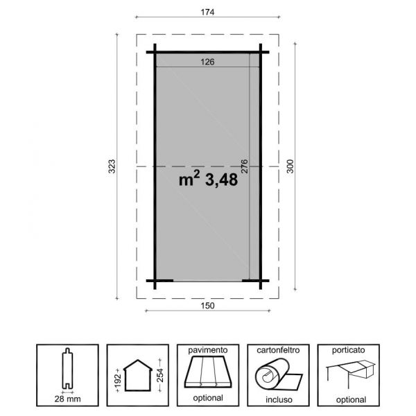 Casetta in Legno da Giardino 150x300 cm - Impregnata a Pressione Colore Marrone - Lucia Losa