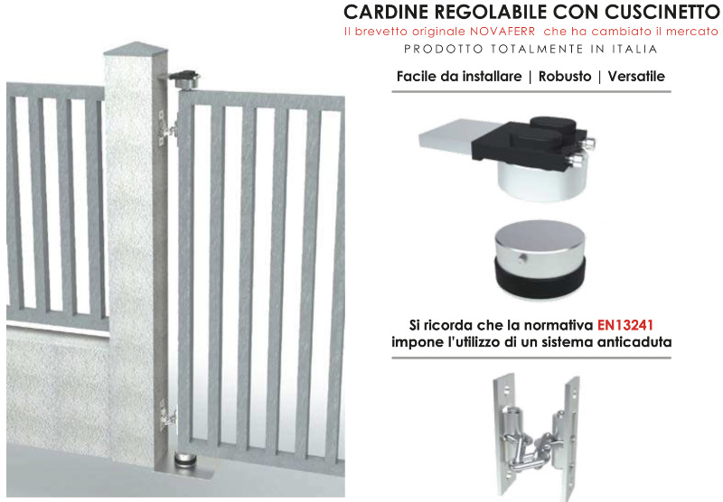 Cardine Regolabile con Cuscinetto e Staffa Dritta a Saldare