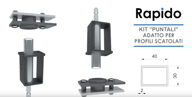 Kit Puntali per cancelli per profili scatolati