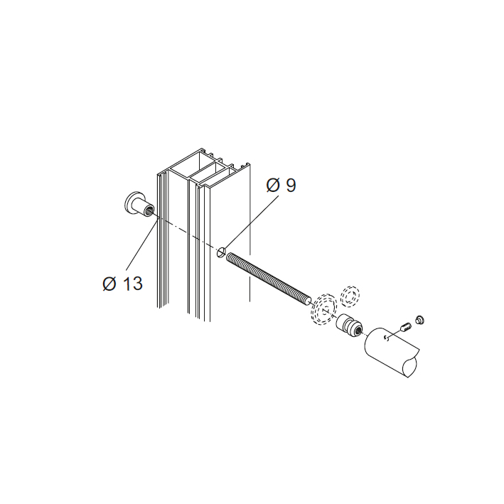 Kit Fissaggio pba 01 per Maniglioni Singoli Passanti per Porte Alluminio, Ferro e Legno