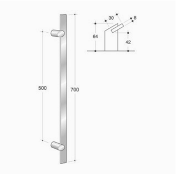 200.IT.041 pba Maniglione in acciaio inox AISI 316 L misure