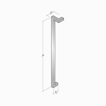2CQ.400 pba Maniglione in Acciaio Inox AISI 316L con Profilo Quadrato