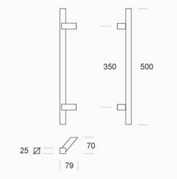 2CQ.111.030I pba Maniglione in Acciaio Inox AISI 316L con Profilo Quadrato