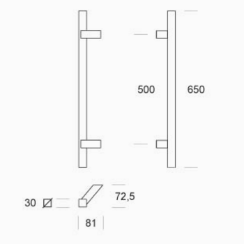 2CQ.111.030I pba Maniglione in Acciaio Inox AISI 316L con Profilo Quadrato