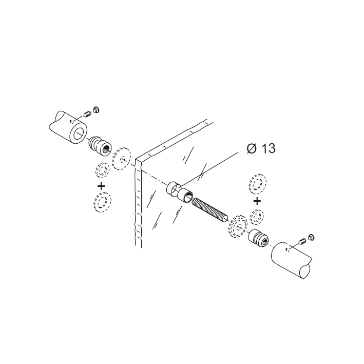 Kit Fissaggio pba 810 per Coppia di Maniglioni per Porte in Alluminio Ferro Legno