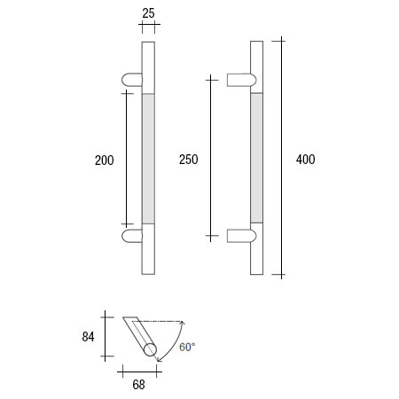 YOD.501.025I pba maniglione pelle acciaio misure