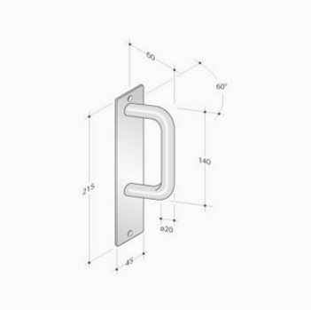Maniglia Fissa su Placca Rettangolare pba 2225 in Acciaio Inox AISI 316L