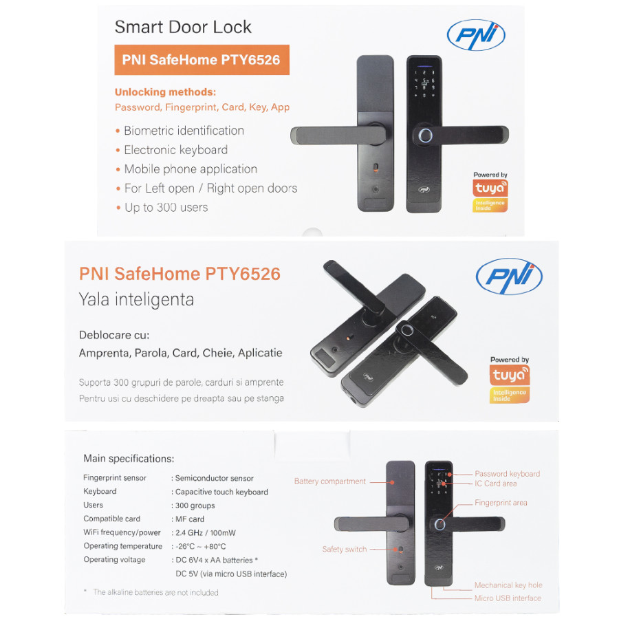 Умный замок PNI SafeHome PTY6526 Отпечаток пальца Код Тег