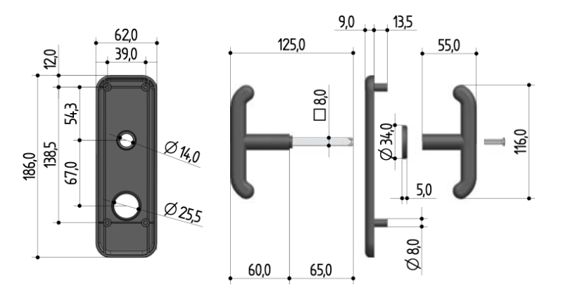 Maniglia per Porta Basculante - Cilindro Tondo - Prefer 0432