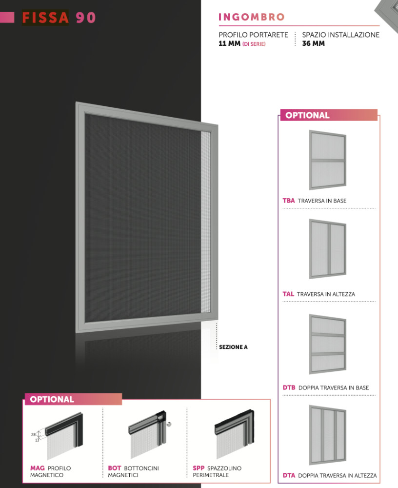 Feststehendes Moskitonetz für Fenster FISSA 90 PRIMED