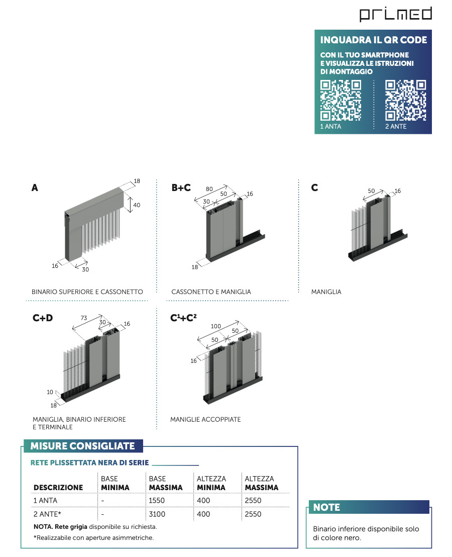 Smart Primed - Zanzariera plissetta sottile misure