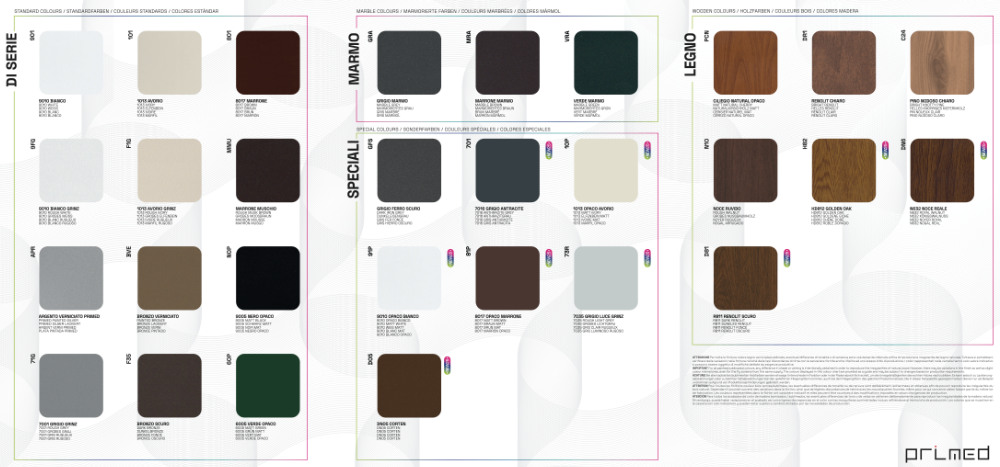 primed zanzariere cartella colori finiture - finishes
