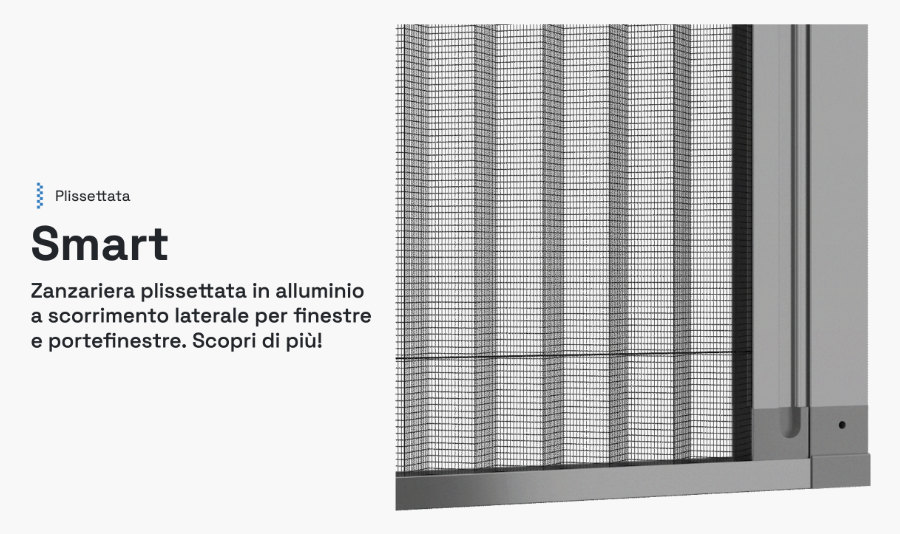 Smart Primed – Seitlich verschiebbares, plissiertes Moskitonetz aus Aluminium