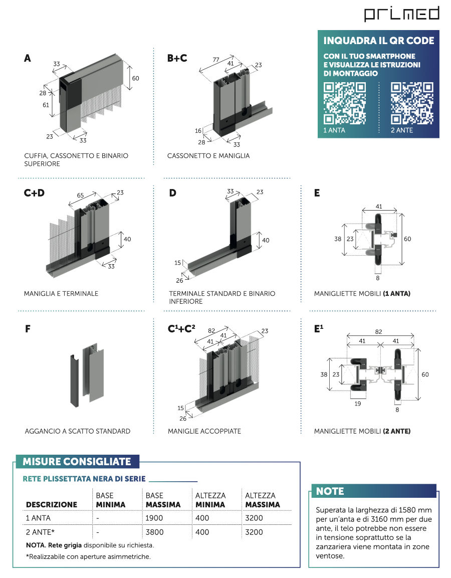 Smart Primed mosquito net zanzariera