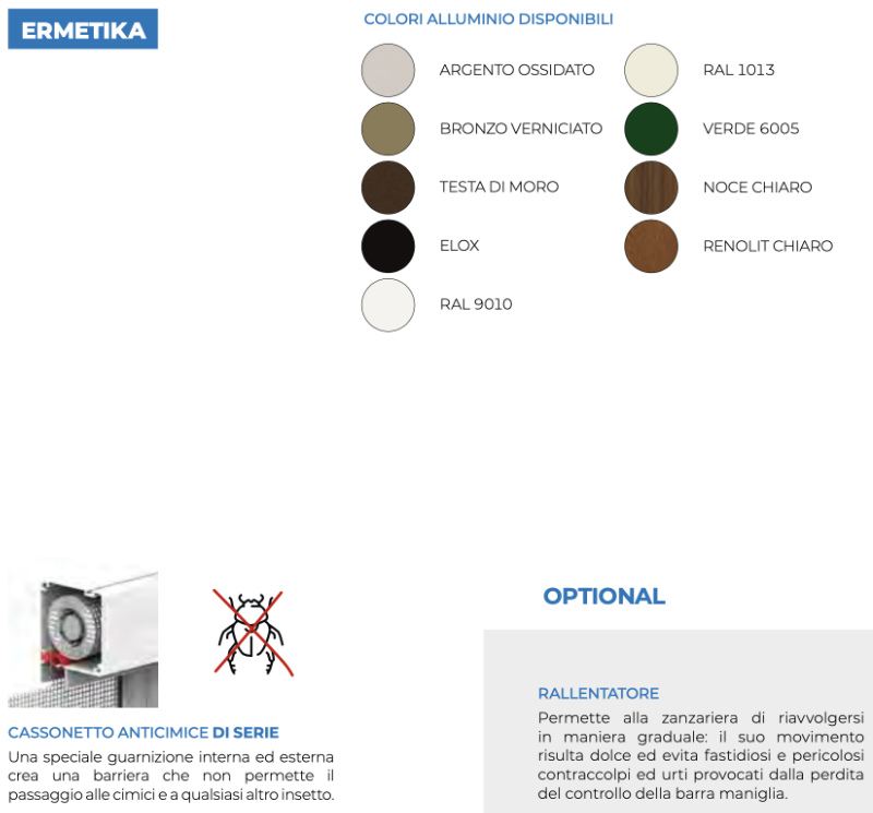 Caratteristiche Ermetika RM Zanzariere - Zanzariera Anti Cimice