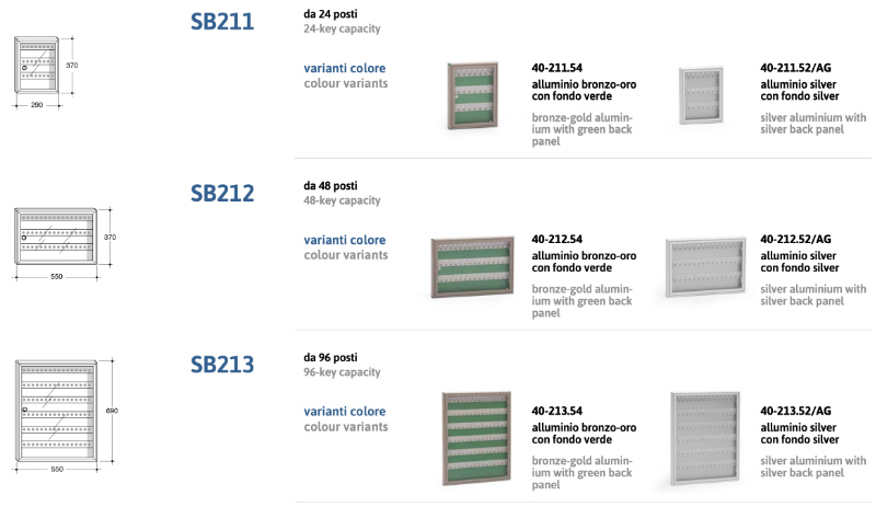 Key Cabinet Holder for Wall of Various Sizes SB2 Silmec