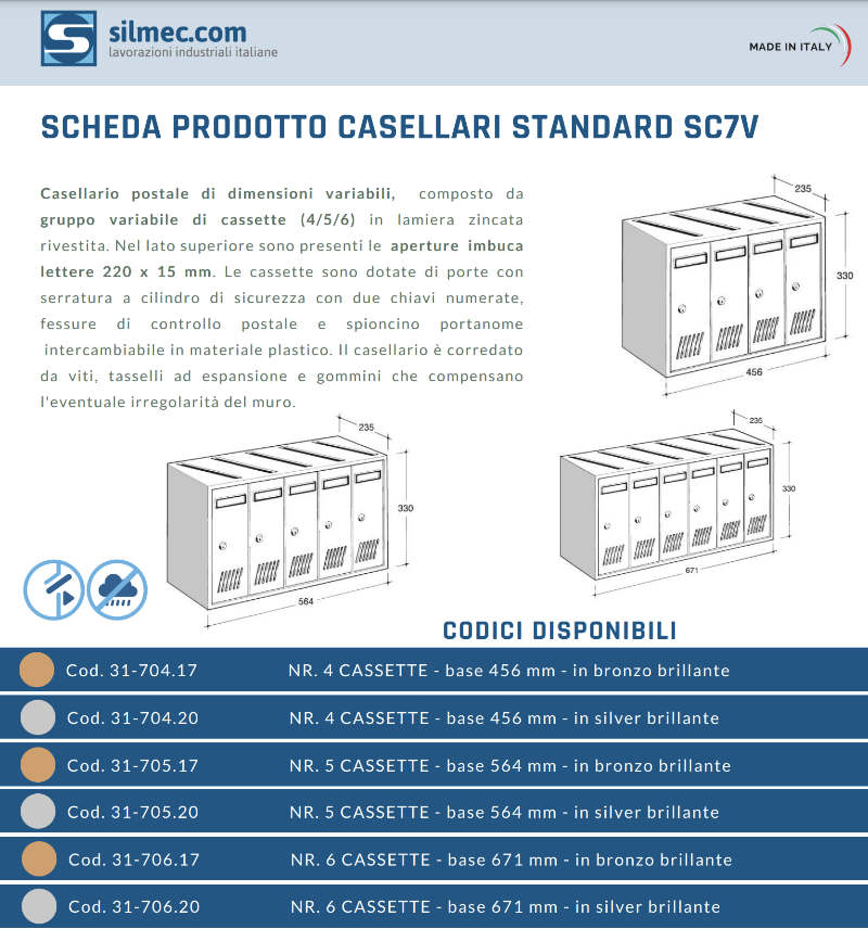 Cassette Postali Condominiali Modulari per Interni da Muro SC7V