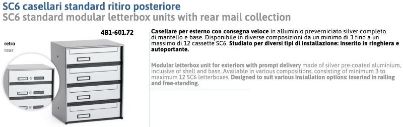 Casellario Postale Condominiale Esterno - Ritiro Posteriore - Silmec SC6