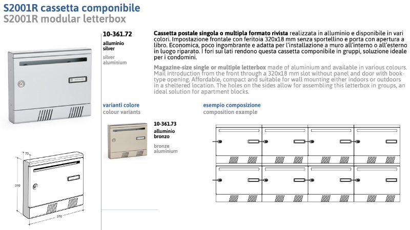 Cassetta della Posta Componibile Formato Rivista Silmec S2001R