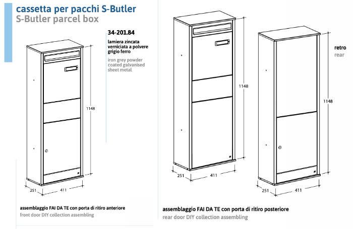 Cassetta per Pacchi e Lettere - S-Butler Silmec misure