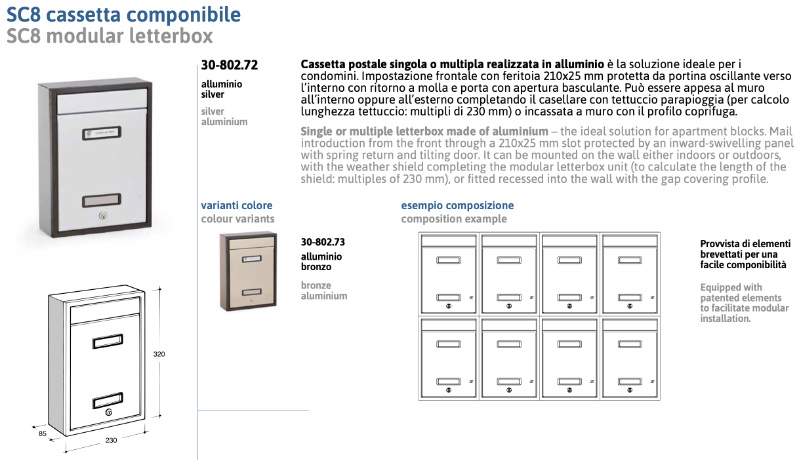 Cassetta Postale Singola o Multipla in Alluminio - Silmec SC8