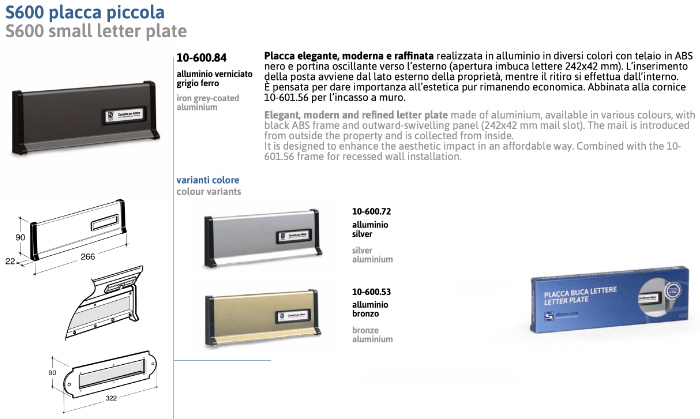 Small Letter Plate for Mailboxes Silmec S600