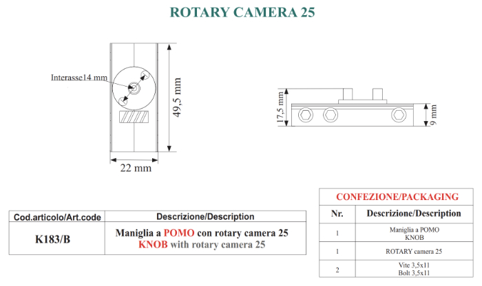 K183/B: pomo EUROPA con rotary camera 25