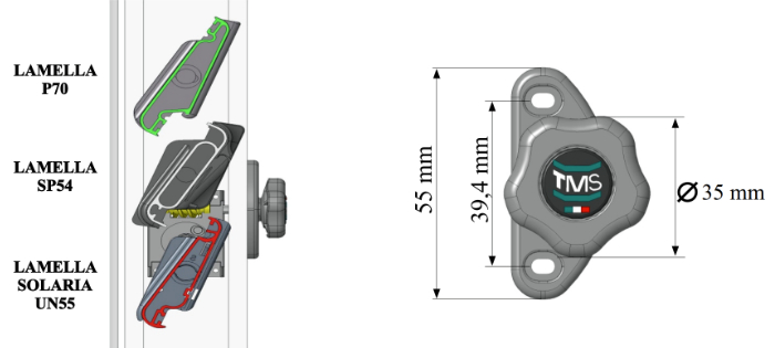 Maniglia per Persiana - Pomo Ribassato - Tecnometalsystem